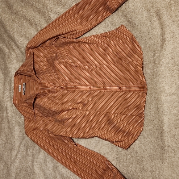 Y2k Vintage 2000's orange sparkle button up collar top - Picture 1 of 5